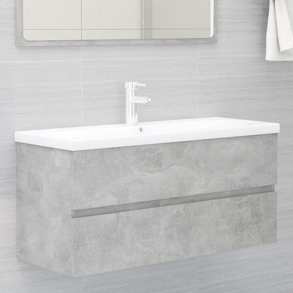 vidaXL Tvättställsskåp betonggrå 100x38,5x45 cm spånskiva vidaXL Tvättställsskåp betonggrå 100x38,5x45 cm spånskiva