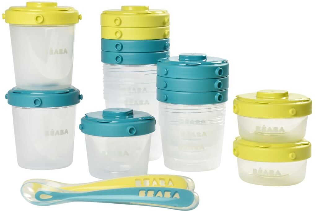 Beaba Barnmatsförvaring set 1st Meal Set grön och blå Beaba Barnmatsförvaring set 1st Meal Set grön och blå