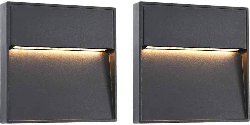 vidaXL Utomhusvägglampa LED 2 st 3 W svart fyrkantig vidaXL Utomhusvägglampa LED 2 st 3 W svart fyrkantig