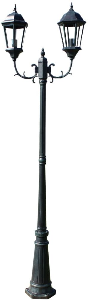 vidaXL Trädgårdslampa 2 armar 230 cm mörkgrön/svart aluminium vidaXL Trädgårdslampa 2 armar 230 cm mörkgrön/svart aluminium