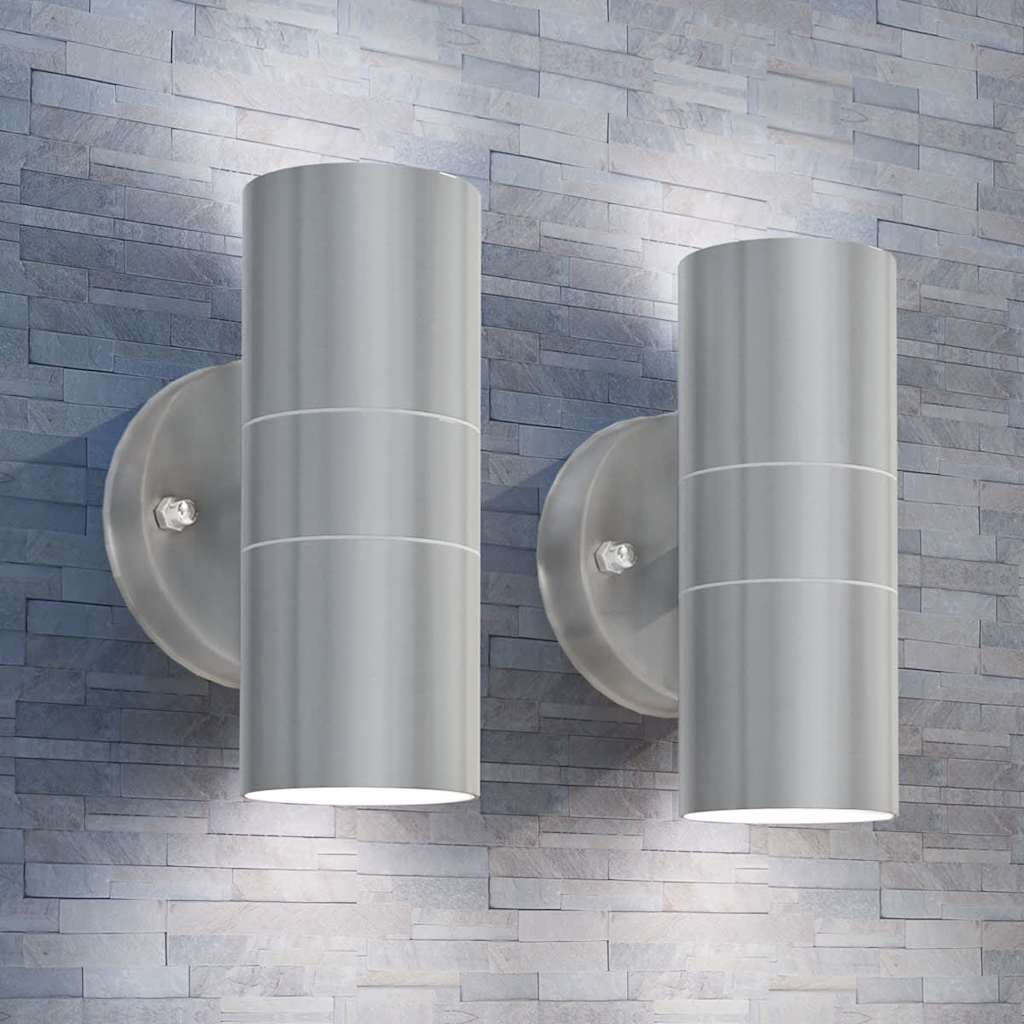 vidaXL Utomhusvägglampa LED 2 st rostfritt stål uppåt/nedåt vidaXL Utomhusvägglampa LED 2 st rostfritt stål uppåt/nedåt