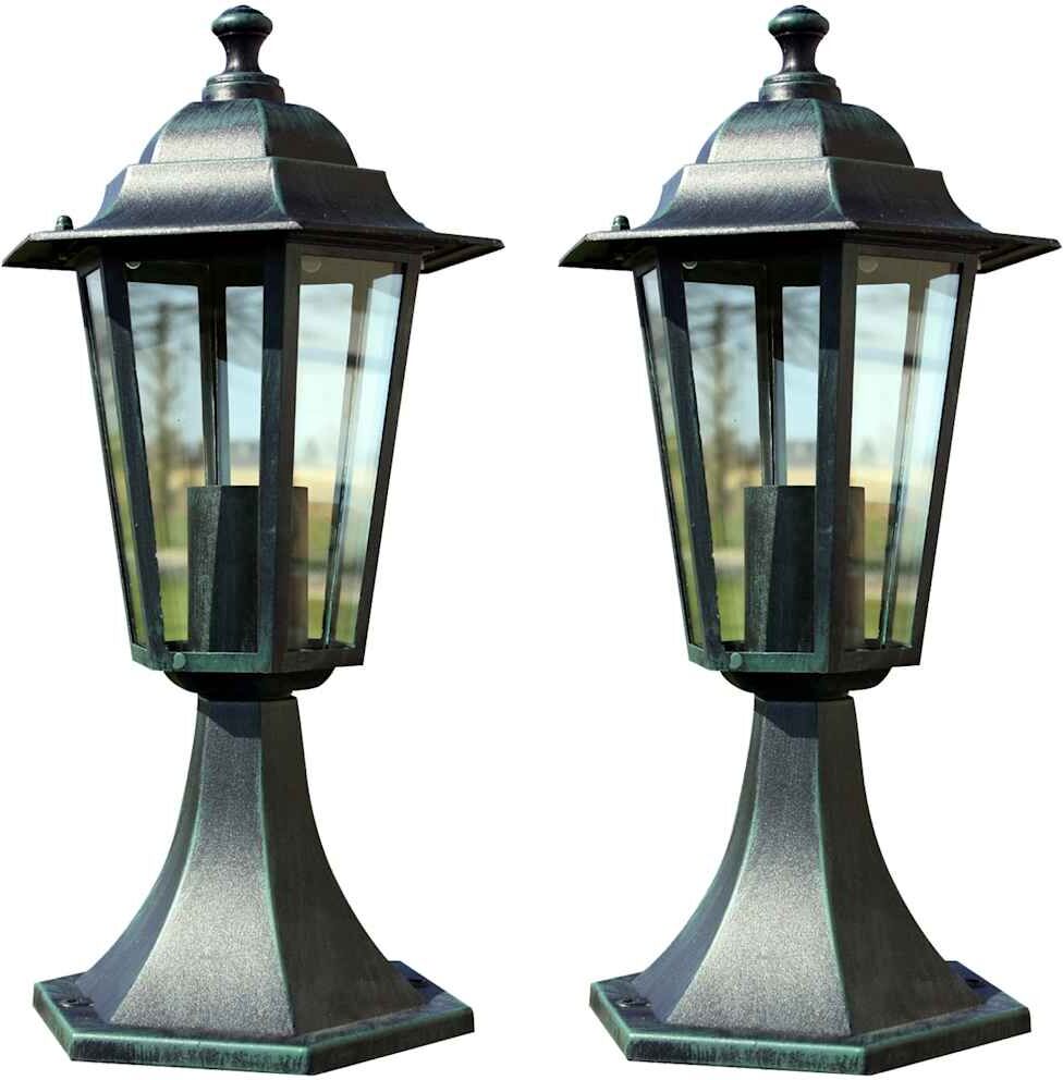 vidaXL Trädgårdslampor 2 st mörkgrön/svart aluminium vidaXL Trädgårdslampor 2 st mörkgrön/svart aluminium
