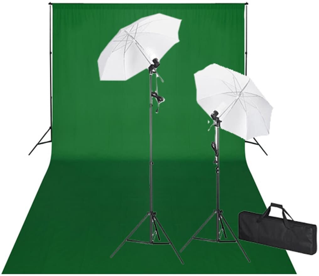 vidaXL Fotostudio kit grön bakgrund 600 x 300 cm & lampor vidaXL Fotostudio kit grön bakgrund 600 x 300 cm & lampor