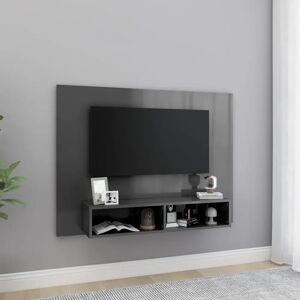 vidaXL Väggmonterat tv-skåp grå högglans 120x23,5x90 cm spånskiva