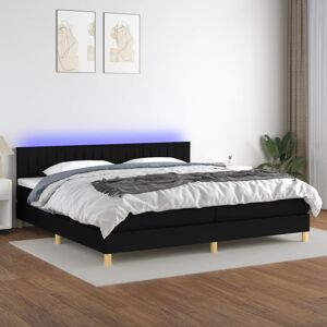 vidaXL Ramsäng med madrass & LED svart 200x200 cm tyg