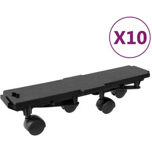 vidaXL Transportplattor med 4 hjul 10 st svart polypropen 170 kg