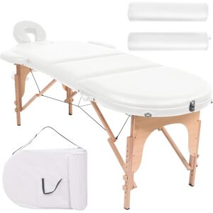 vidaXL Hopfällbar massagebänk 4 cm tjock med 2 bolster oval vit