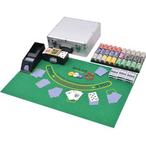 vidaXL Kombinerat poker-/Blackjack-set med 600 lasermarker aluminium