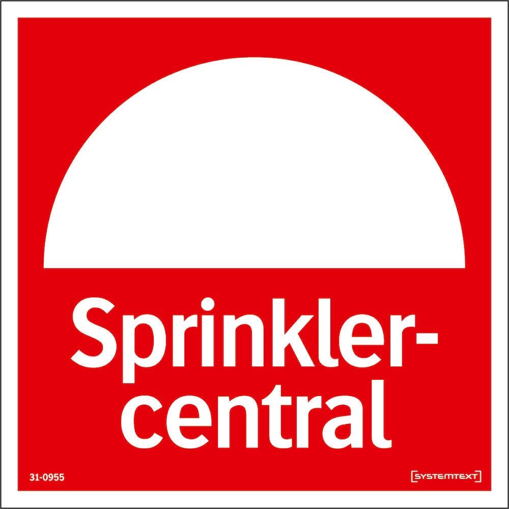 Reflekterande Brandskylt "Sprinklercentral" Reflekterande Brandskylt "Sprinklercentral"
