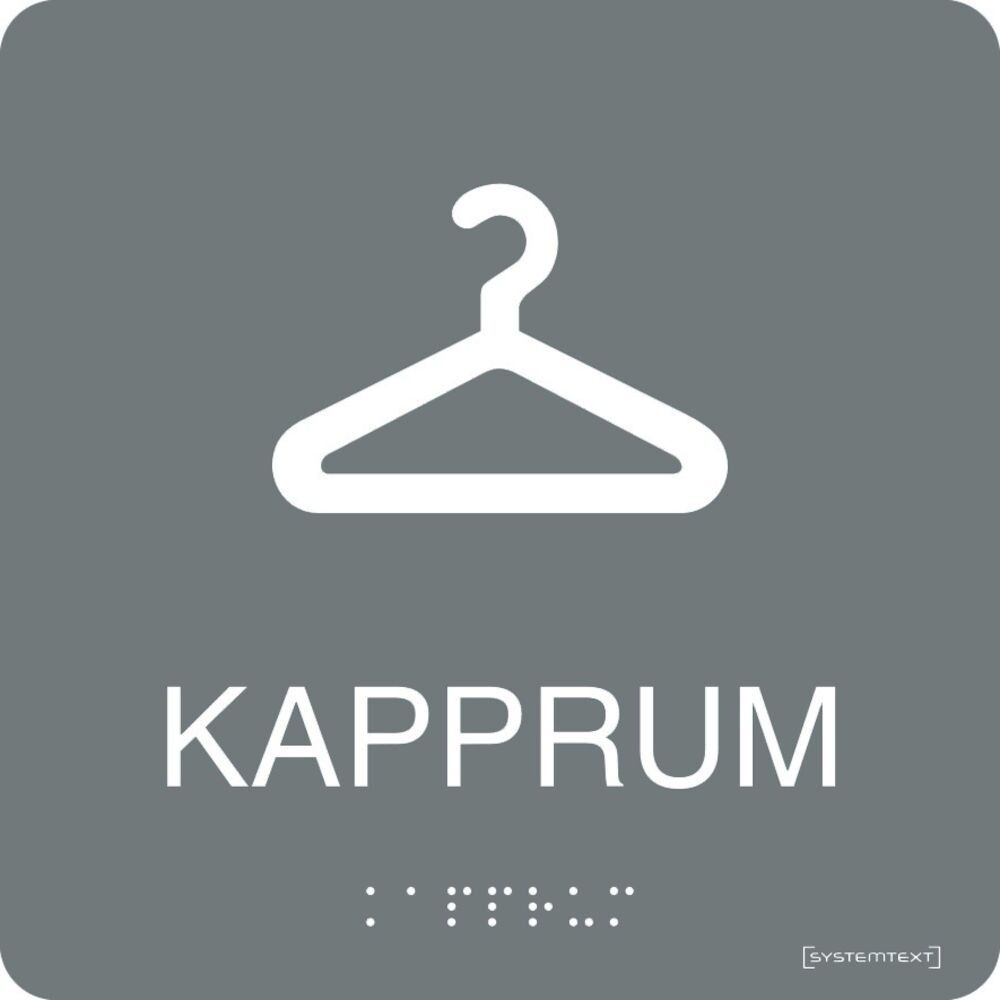 Taktil skylt "Kapprum" Grå Taktil skylt "Kapprum" Grå