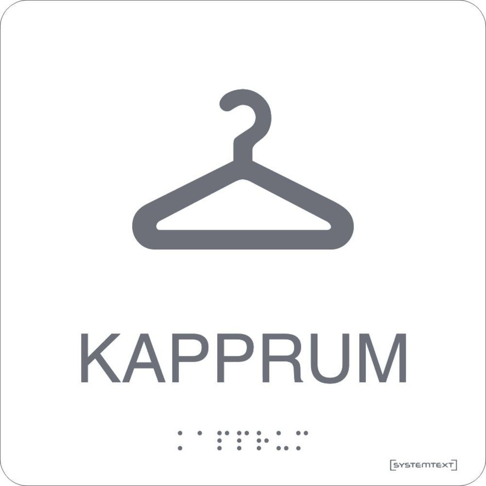 Taktil skylt "Kapprum" Vit Taktil skylt "Kapprum" Vit