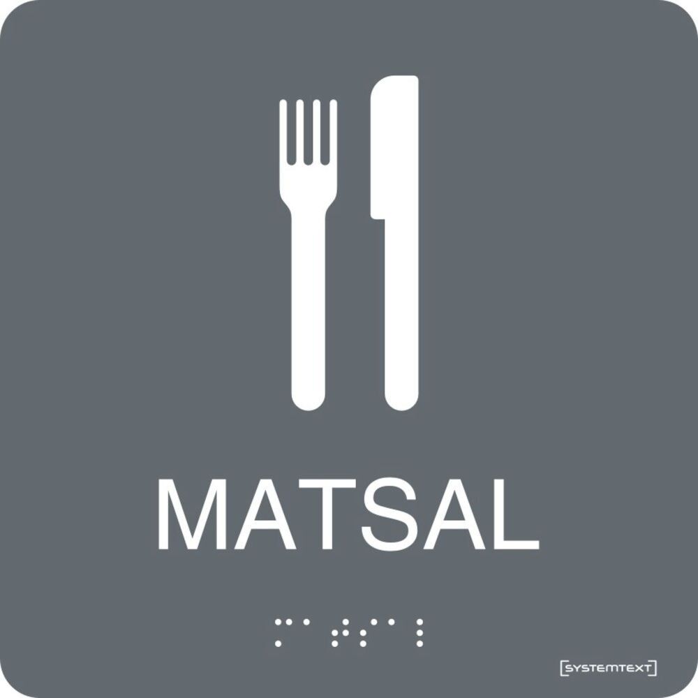 Taktil skylt "Matsal" Grå Taktil skylt "Matsal" Grå
