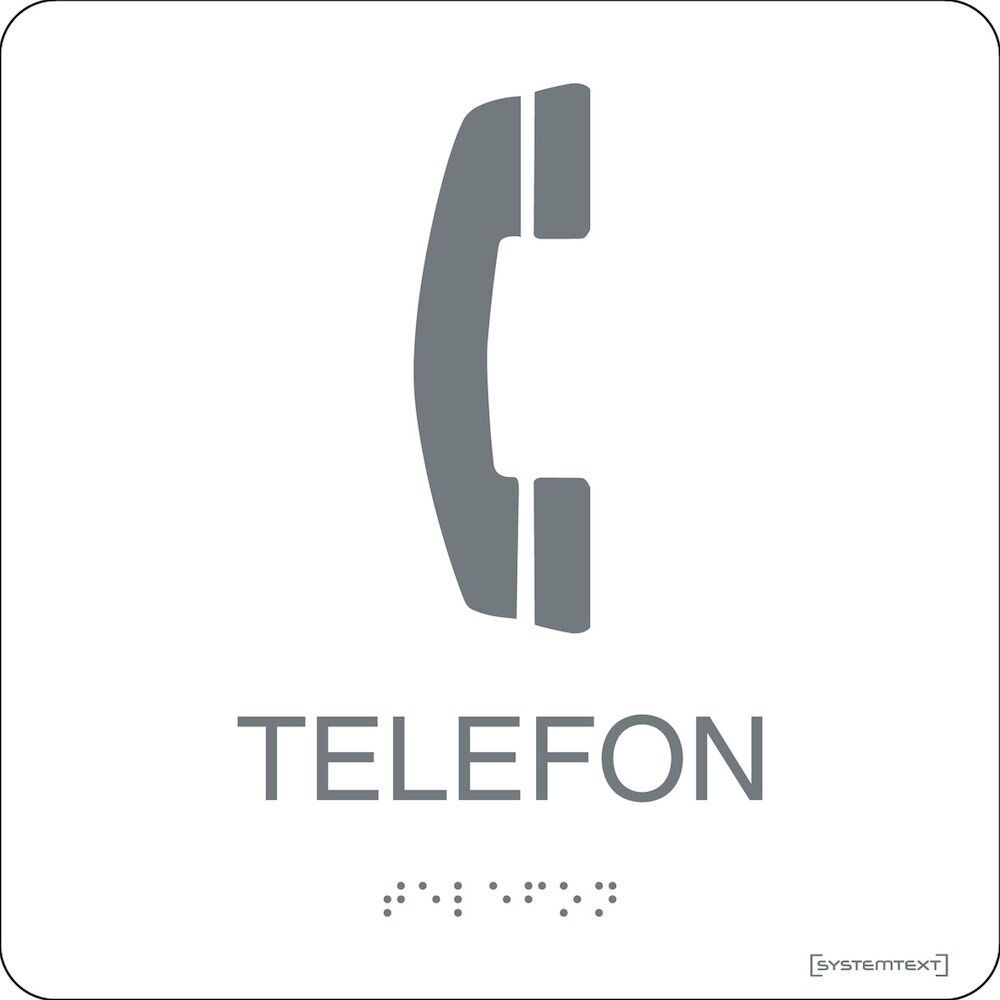 Taktil skylt "Telefon" Vit Taktil skylt "Telefon" Vit