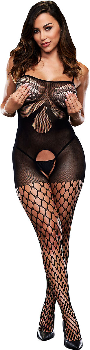 Baci Lingerie Baci: Crotchless Jacquard Bodystocking, One Size Baci Lingerie Baci: Crotchless Jacquard Bodystocking, One Size