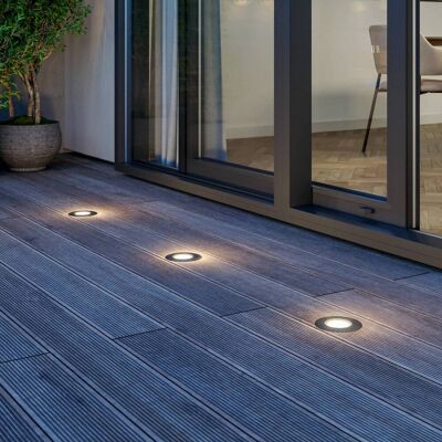 Lucande LED-golvinbyggnadslampa Ava, Ø 12 cm, rund, IP67 AVA, Aluminium / grå / zink, Modern, LED-markspotlight Lucande LED-golvinbyggnadslampa Ava, Ø 12 cm, rund, IP67 AVA, Aluminium / grå / zink, Modern, LED-markspotlight