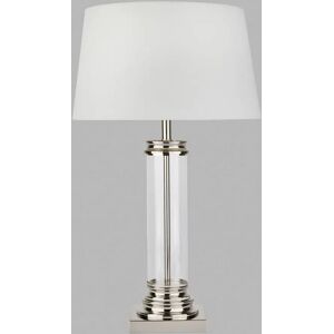 Searchlight Bordslampa Pedestal, silver med skärm i creme