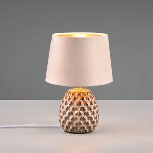 Reality Leuchten Bordslampa Ariane i keramik och sammet, beige