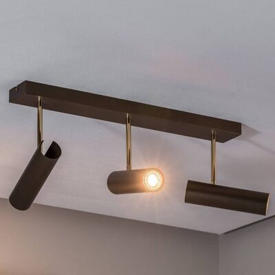 Axion taklampa, 3 lampor, titanfärgad, långsträckt, stål Luminex, dimbar, Mässing / guld, Vardagsrum / matsal, Metall, Modern, Halogen spots Axion taklampa, 3 lampor, titanfärgad, långsträckt, stål Luminex, dimbar, Mässing / guld, Vardagsrum / matsal, Metall, Modern, Halogen spots