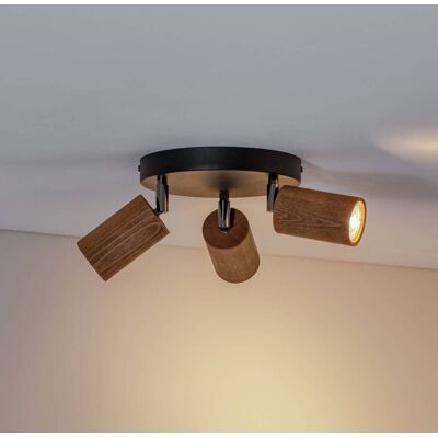 Nise taklampa, 3 lampor, rund, svart stål, trä Luminex, dimbar, Mörkt trä, Vardagsrum / matsal, Modern, Halogen spots Nise taklampa, 3 lampor, rund, svart stål, trä Luminex, dimbar, Mörkt trä, Vardagsrum / matsal, Modern, Halogen spots