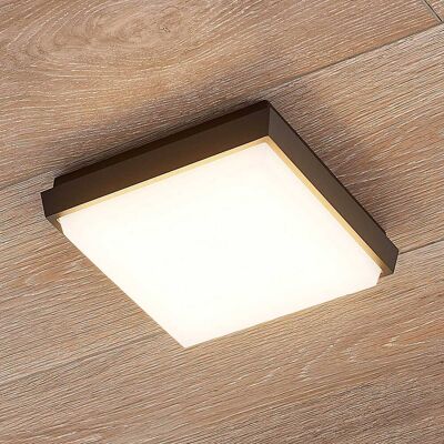 Lucande Amra LED-utomhustaklampa, kantig, 17,5 cm, Aluminium / grå / zink, Syntetmaterial, Modern, LED-taklampor Lucande Amra LED-utomhustaklampa, kantig, 17,5 cm, Aluminium / grå / zink, Syntetmaterial, Modern, LED-taklampor