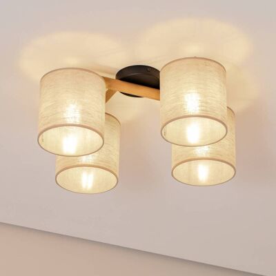Taklampa Deva, 4 lampor, textil Deva TK Lighting, dimbar, Ljust trä, Vardagsrum / matsal, Trä, Skandinavisk Taklampa Deva, 4 lampor, textil Deva TK Lighting, dimbar, Ljust trä, Vardagsrum / matsal, Trä, Skandinavisk