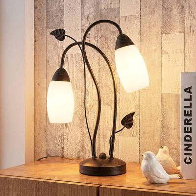 Bordslampa Stefania Lindby, Brun / rost, Vardagsrum / matsal, Glas, Antik, Bordslampa Bordslampa Stefania Lindby, Brun / rost, Vardagsrum / matsal, Glas, Antik, Bordslampa