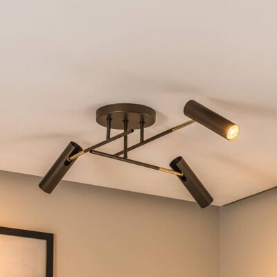 Axion taklampa, 3 lampor, titanfärgad, stål Luminex, dimbar, Mässing / guld, Vardagsrum / matsal, Metall, Modern, Halogen spots Axion taklampa, 3 lampor, titanfärgad, stål Luminex, dimbar, Mässing / guld, Vardagsrum / matsal, Metall, Modern, Halogen spots