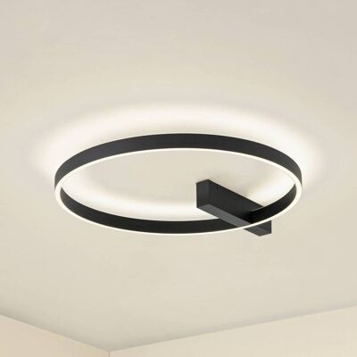 LED taklampa Isalin Lucande, dimbar, Svart, Vardagsrum / matsal, Aluminium / grå / zink, Modern, LED-taklampa LED taklampa Isalin Lucande, dimbar, Svart, Vardagsrum / matsal, Aluminium / grå / zink, Modern, LED-taklampa