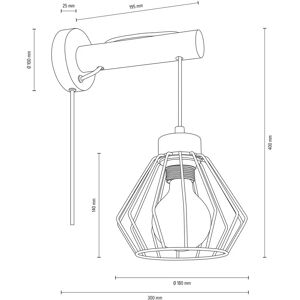 Envostar Urs vägglampa med bur, brun furu