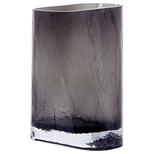 Beliani Blomvas Mörkgrå Glas 20 cm Dekorativ Bordsskiva Heminredning Modern Design