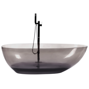 Beliani Fristående badkar Transparent svart Solid yta 169 x 78 cm Oval Enkel Modern Design