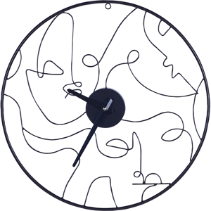 Beliani Väggklocka Svart järn Metallram ø 50 cm Dekor Abstrakt mönster Inga siffror Rund Öppen urtavla Minimalistisk