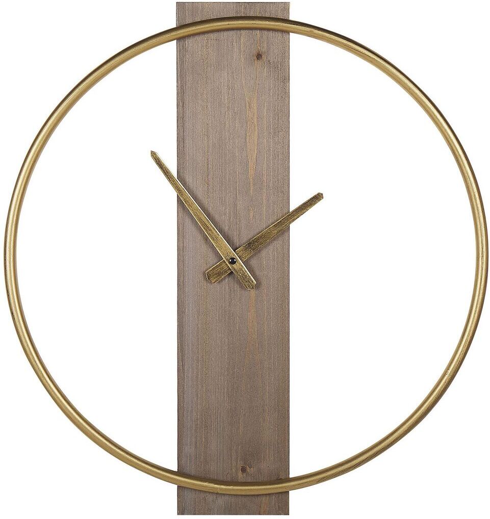 Beliani Väggklocka rund 47 cm guld/ljusträ CASITAS Beliani Väggklocka rund 47 cm guld/ljusträ CASITAS