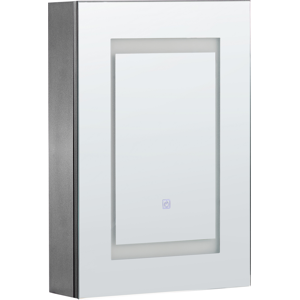 Beliani Badrumsskåp med LED-belysning Svart Glas MDF 40 x 60 cm Modern design Toalett Badrum