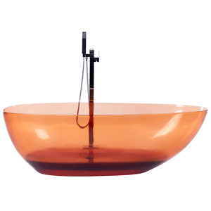 Beliani Fristående badkar Transparent Röd Solid yta 169 x 78 cm Oval Enkel Modern Design