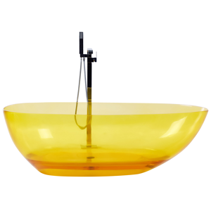 Beliani Fristående badkar Transparent Gul Solid yta 169 x 78 cm Oval Enkel Modern Design