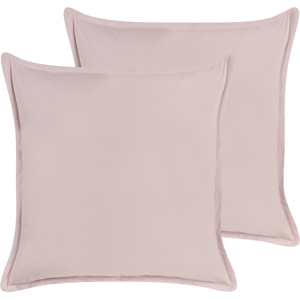 Beliani Set med 2 dekorativa kuddar Rosa sammet 60 x 60 cm Polyester Bomull Enfärgad Solid Färg Accent Stycke Modern Minimalistisk