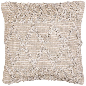 Beliani Prydnadsskudde Beige Bomull 45 x 45 cm Geometriskt mönster Handvävd Avtagbara överdrag med fyllning Boho-stil