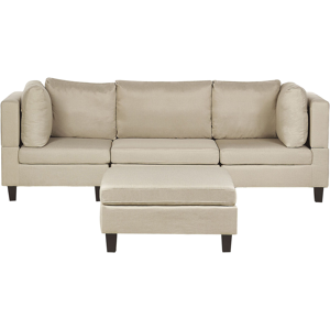 Beliani Modulär Soffa Beige Stoppad 3-sits med Fotpall