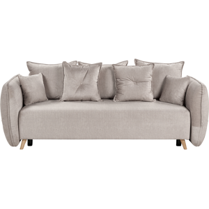 Beliani Bäddsoffa Taupe Polyester Sammet Tyg 234 x 104 x 77 cm Konvertibel Sovsoffa Förvaring Extra Kuddar Avtagbara Höljen Modernt Vardagsrum Sovrum