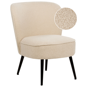 Beliani Fåtölj Ljusbeige Boucle-tyg Armlös Accentstol Armlös Metallben Modern Design Vardagsrum Sovrum