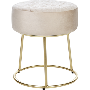 Beliani Fotpall Beige Sammet med Guld Metall Bas Glam Modern