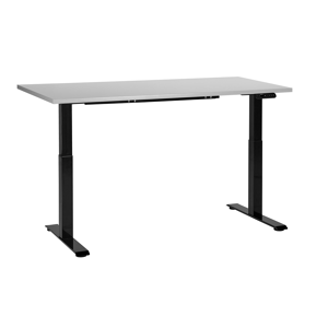 Beliani Elektriskt justerbart skrivbord Grå bordsskiva Svart stålram 160 x 72 cm Sitt och stå Fyrkantiga fötter Modern design