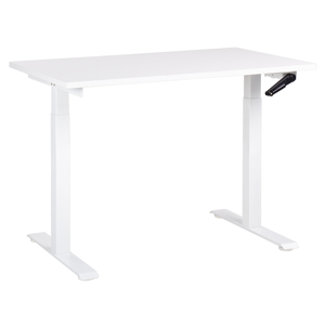 Beliani Manuellt justerbart skrivbord Vit bordsskiva Vit stålram 120 x 72 cm Sitt och stå Fyrkantiga fötter Modern design Kontor