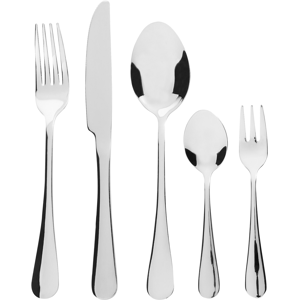 Beliani Bestickset silver rostfritt stål 30 delar för 6 personer Kniv Sked Gaffel Tesked Tårtgaffel Modern design