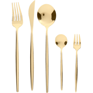 Beliani Bestickset Guld rostfritt stål 30 delar för 6 personer Kniv Sked Gaffel Tesked Tårtgaffel Modern design