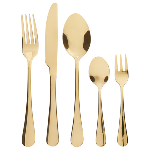 Beliani Bestickset guld rostfritt stål 30 delar för 6 personer Kniv Sked Gaffel Tesked Tårtgaffel Modern design