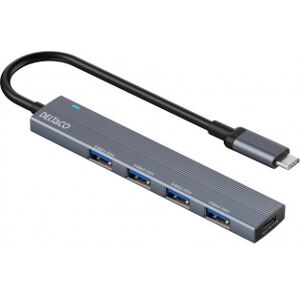 Deltaco USB-C Hub - 4 Portar - Aluminium Deltaco USB-C Hub - 4 Portar - Aluminium