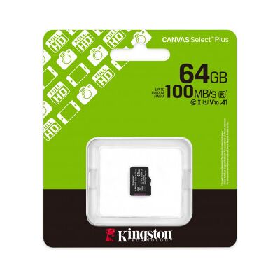 Kingston 64 Gb Canvas Select Plus Gen3 Uhs-I Microsd-Minneskort Kingston 64 Gb Canvas Select Plus Gen3 Uhs-I Microsd-Minneskort
