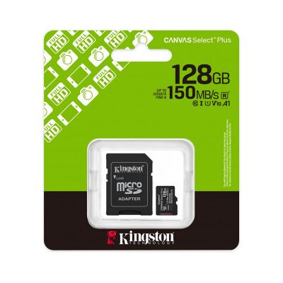Kingston 128 Gb Canvas Select Plus Gen3 Uhs-I Microsd-Minneskort + Sd- Kingston 128 Gb Canvas Select Plus Gen3 Uhs-I Microsd-Minneskort + Sd-